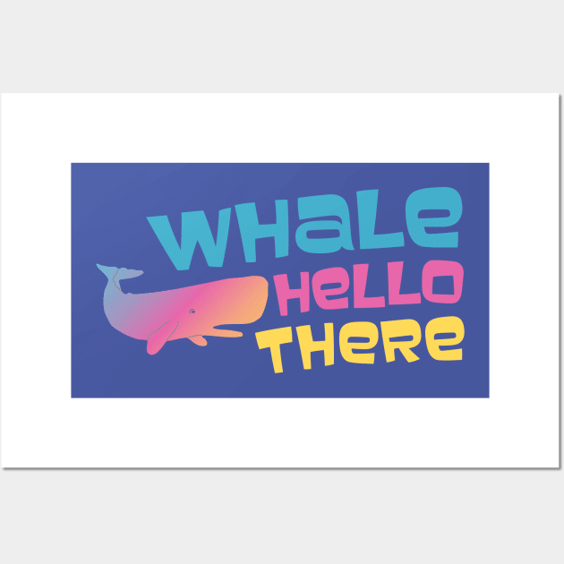 Whale hello there! (aqua, pink, and yellow) Wall Art by Ofeefee